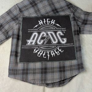 AC/DC High Voltage toddlers upcycled Tahari flannel shirt size 2t